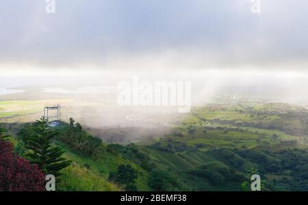 Mountain landscape at rainy sunny morning. Montana Redonda, Dominican Republic Stock Photo