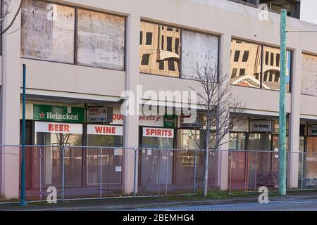 Christchurch, New Zealand - Jun 11, 2017: Earthquake damaged buildings Stock Photo