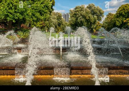 Fountains in the Planten un Blomen park in Hamburg Stock Photo