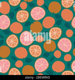 orange and grapefruit seamless vector pattern Stock Vector
