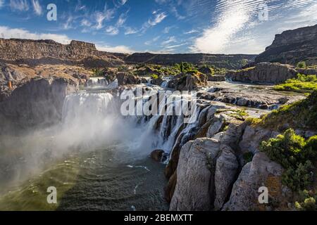 Shoshone Falls is a waterfall on the Snake River near the city of Twin Falls in southern Idaho. Stock Photo