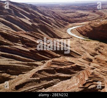 The Raplee Anticline, unique Geology aerial in southern Utah Stock Photo