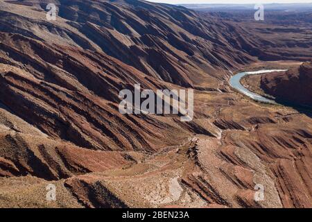 The Raplee Anticline, unique Geology aerial in southern Utah Stock Photo