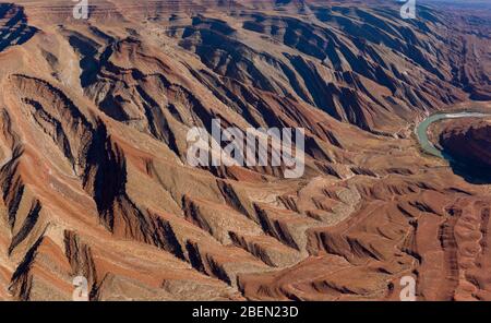 The Raplee Anticline, unique Geology aerial in southern Utah Stock Photo