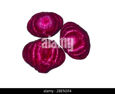 Stack of three red colored cabbage isolated on an empty white color background Stock Photo