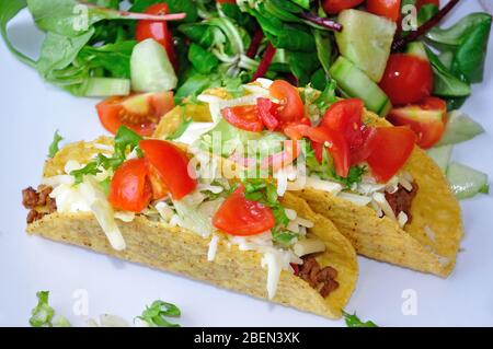 Fresh Mexican tacos with salad, Dartmouth, Devon, England, United Kingdom Stock Photo