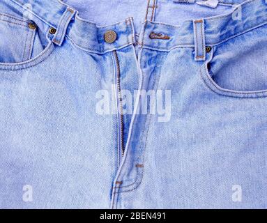 Close-up of a pair of faded blue jeans, Greater London, England, United Kingdom Stock Photo