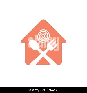 home spoon fork restaurant logo vector Stock Vector