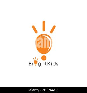 bright kids funny education logo Stock Vector
