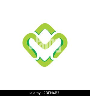 letter m simple 3d curves arrow logo vector Stock Vector