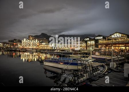 Cape Town cityscape from V&A Waterfront with the Table Mountain at the background, Western Cape, South Africa Stock Photo