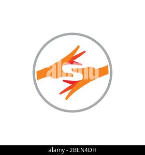 letter s helping hand 3d symbol logo vector Stock Vector