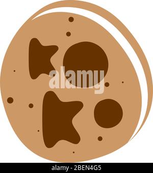Vector brown cookie logo with chocolate crumbs isolated on white background. Homemade choco chip cookies logo in vector . Stock Vector