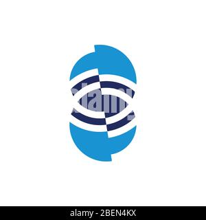simple geometric stripes linked circle logo vector Stock Vector