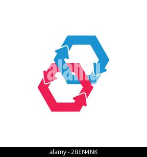 linked circle hexagonal arrows process symbol vector Stock Vector