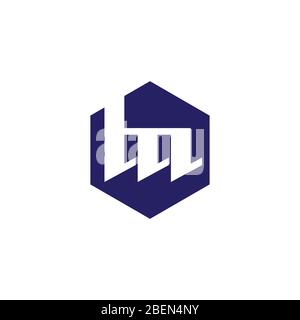 letter bm abstract hexagonal geometric symbol logo vector Stock Vector