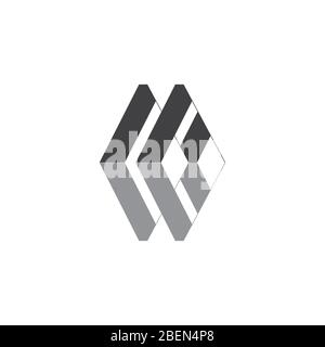 letter mw simple geometric stripes logo vector Stock Vector