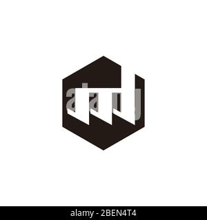 letter md abstract hexagonal geometric symbol logo vector Stock Vector