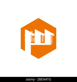 letter pm abstract hexagonal geometric symbol logo vector Stock Vector