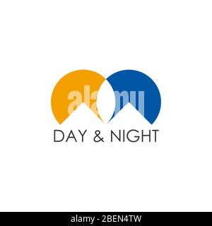 day and night mountain colorful design symbol vector Stock Vector