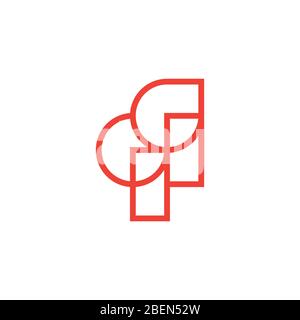 letter qq simple geometric linear abstract logo vector Stock Vector