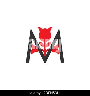 letter m colorful flower elegant logo vector Stock Vector