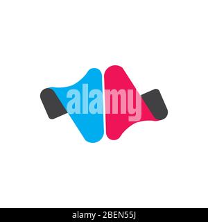 3d opposite direction arrow logo vector Stock Vector