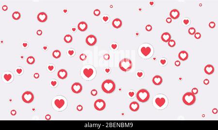 Like abstract background,  preview template, 3d with likes  hearts, happy live, social media concept with media icons , creative design, cute cartoon Stock Vector