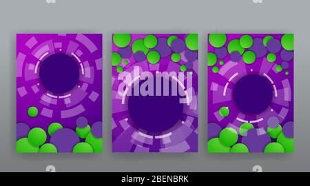 Chaos abstract geometric covers design. Cool halftone shiny gradients templates set. Fluid shapes poster composition. Retro futuristic creative 90s an Stock Vector