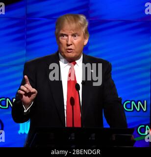 Miami, United States Of America. 10th Mar, 2016. MIAMI, FL - MARCH 10: (Embargoed Till 03/12/2016) The four remaining Republican primary candidates Marco Rubio, Donald Trump, Ted Cruz, and John Kasich take part in a debate at the University of Miami on March 10, 2016, hosted by CNN and the Washington Times People: Donald Trump Transmission Ref: MNC75 Must call if interested Michael Storms Credit: Storms Media Group/Alamy Live News Stock Photo