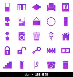 House related gradient icons on white background, stock vector Stock Vector