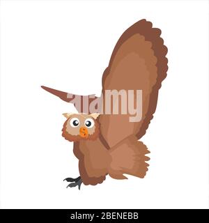 Cute animal owl clip art bird illustration cartoon character Stock Vector