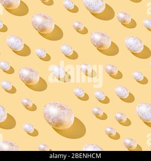 Eggs set. Food protein. Colorful bright background. Hard shadow. Easter pattern Stock Photo