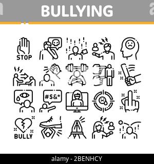 Bullying Aggression Collection Icons Set Vector Stock Vector