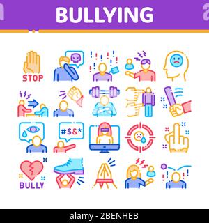 Bullying Aggression Collection Icons Set Vector Stock Vector
