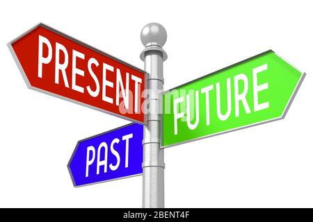 Future, present, past - colorful signpost Stock Photo