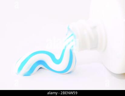 A toothpaste squeezed from a tube on white background. Stock Photo