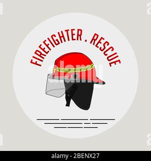 Red Firefighter helmet vector Illustration. International Firefighter Day. Rescue template design Stock Photo