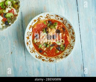 Kabkabou - fish and tomato stew traditionally prepared in Tunisia. Stock Photo