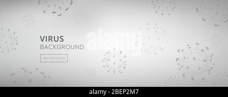 Virus particle outlines in light gray banner background with space for text Stock Vector