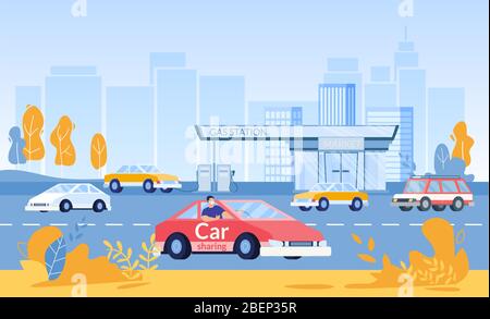 Vehicle Refueling and Maintenance on Quarantine Stock Vector