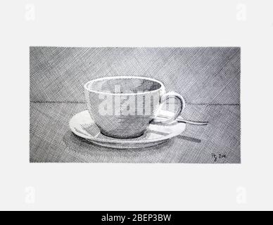Coffee Cup Drawing On Ruled Paper High-Res Vector Graphic - Getty Images