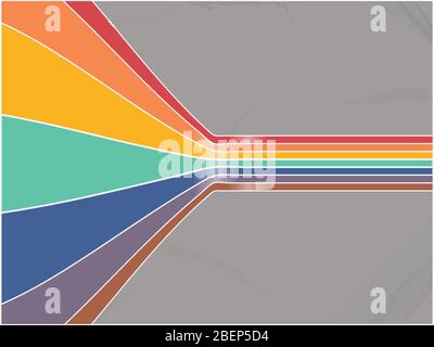Vintage Retro Background With Bended Multicolor Stripes And Grunge Effects Stock Vector