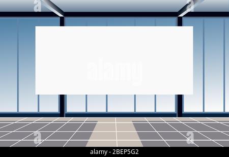 empty conference room with big window and white board. Vector illustration Stock Vector
