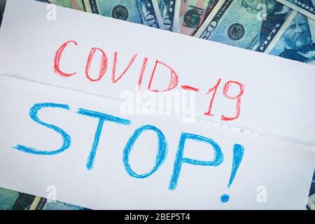 Concept of financing medicine for the treatment of coronavirus. Stock Photo