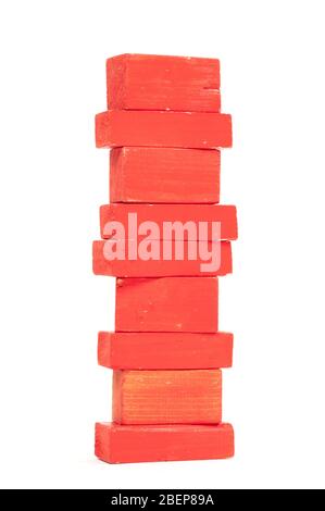 Red Single Building Blocks Vintage red building blocks isolated on white background Stock Photo ...
