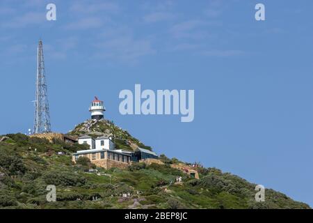 The historical Cape Point Lighthouse, Cape of Good Hope, Cape Town, Western Cape, South Africa Stock Photo