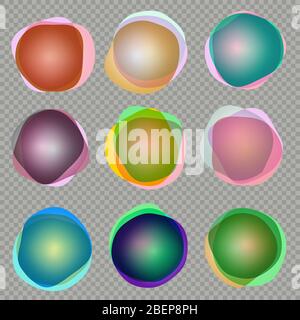 Colorful 3d round banners. Overlay colors with creative shape. Fun label form. Stock Vector