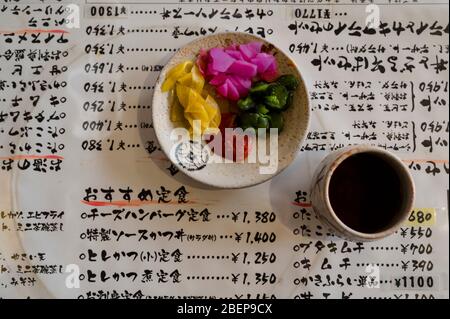 Picture from above of typical japanese pickles Stock Photo