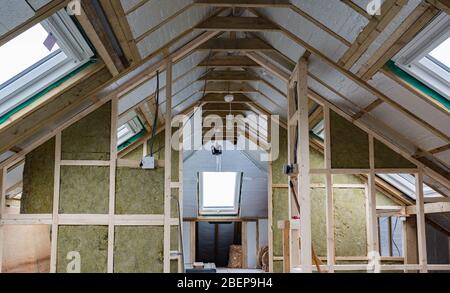 Unfinished residential loft conversion Stock Photo